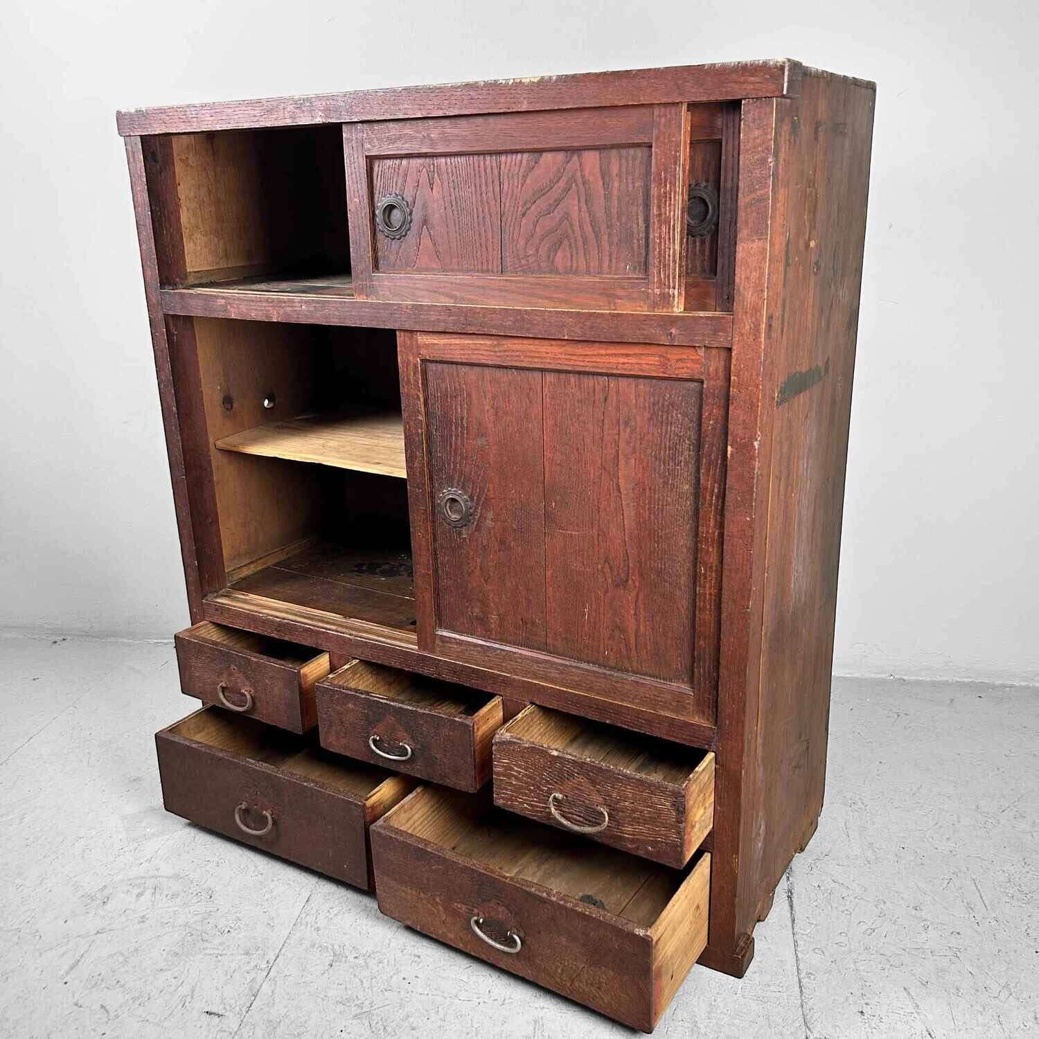 Traditional Japanese Tansu Storage Cabinet, Meiji Period.