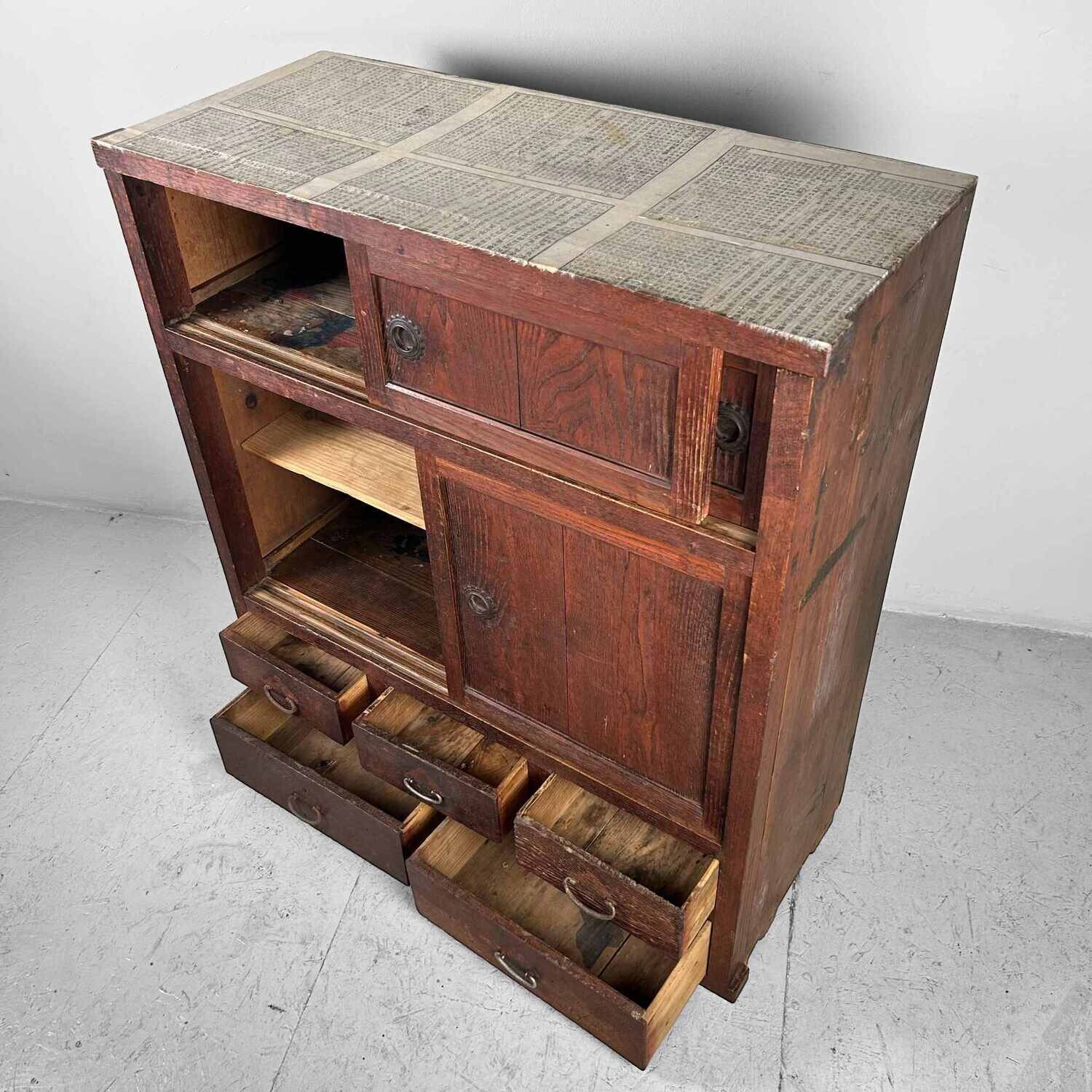 Traditional Japanese Tansu Storage Cabinet, Meiji Period.