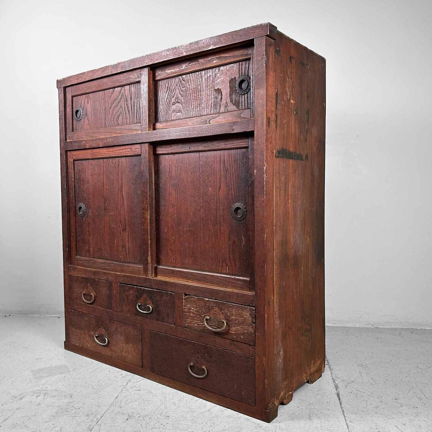 Traditional Japanese Tansu Storage Cabinet, Meiji Period.
