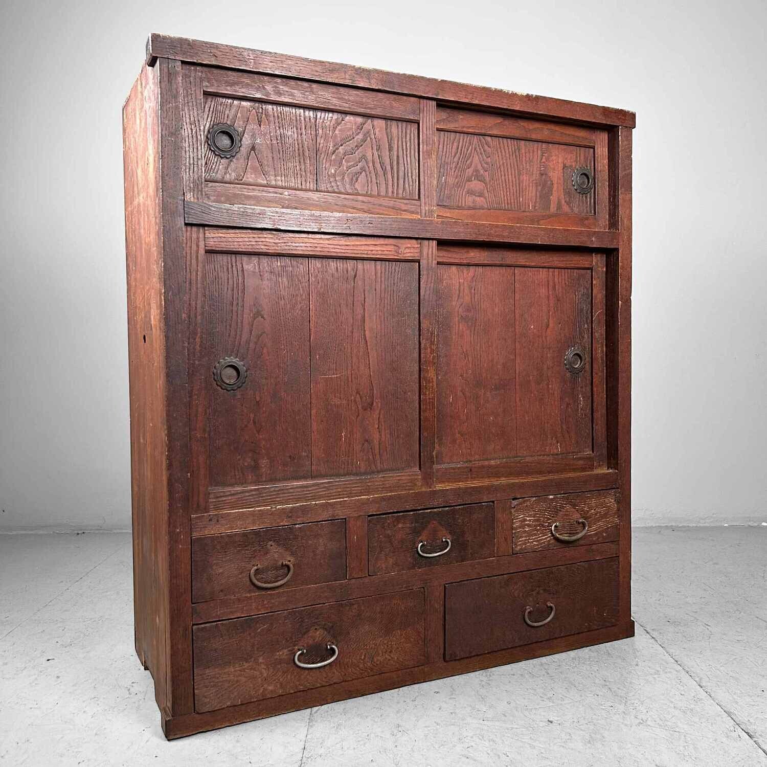 Traditional Japanese Tansu Storage Cabinet, Meiji Period.