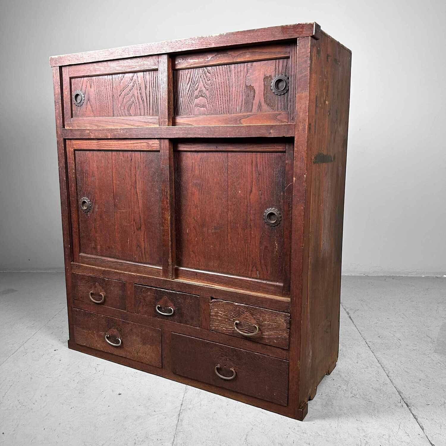 Traditional Japanese Tansu Storage Cabinet, Meiji Period.