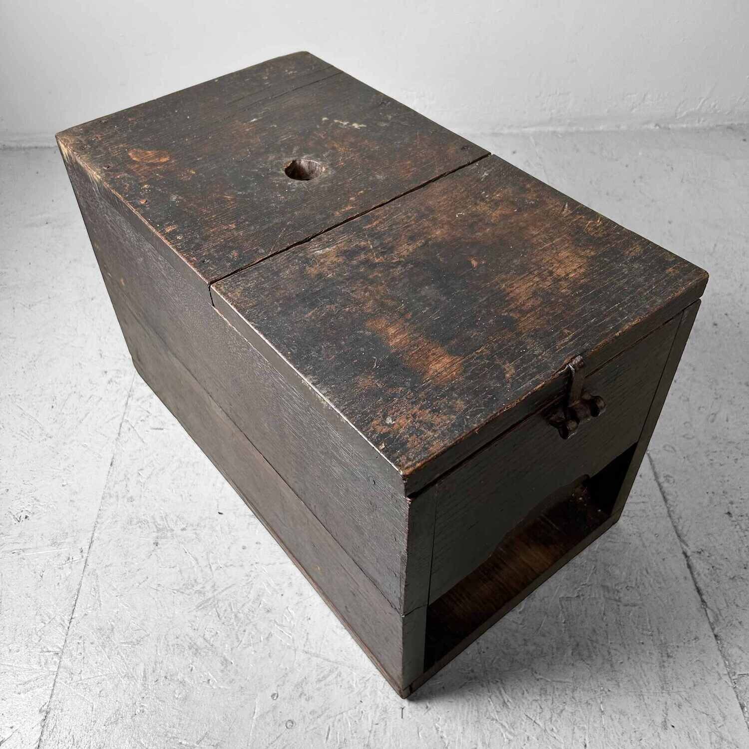 Antique Wooden Zenibako Temple Offering Box, Meiji Period, Japan.