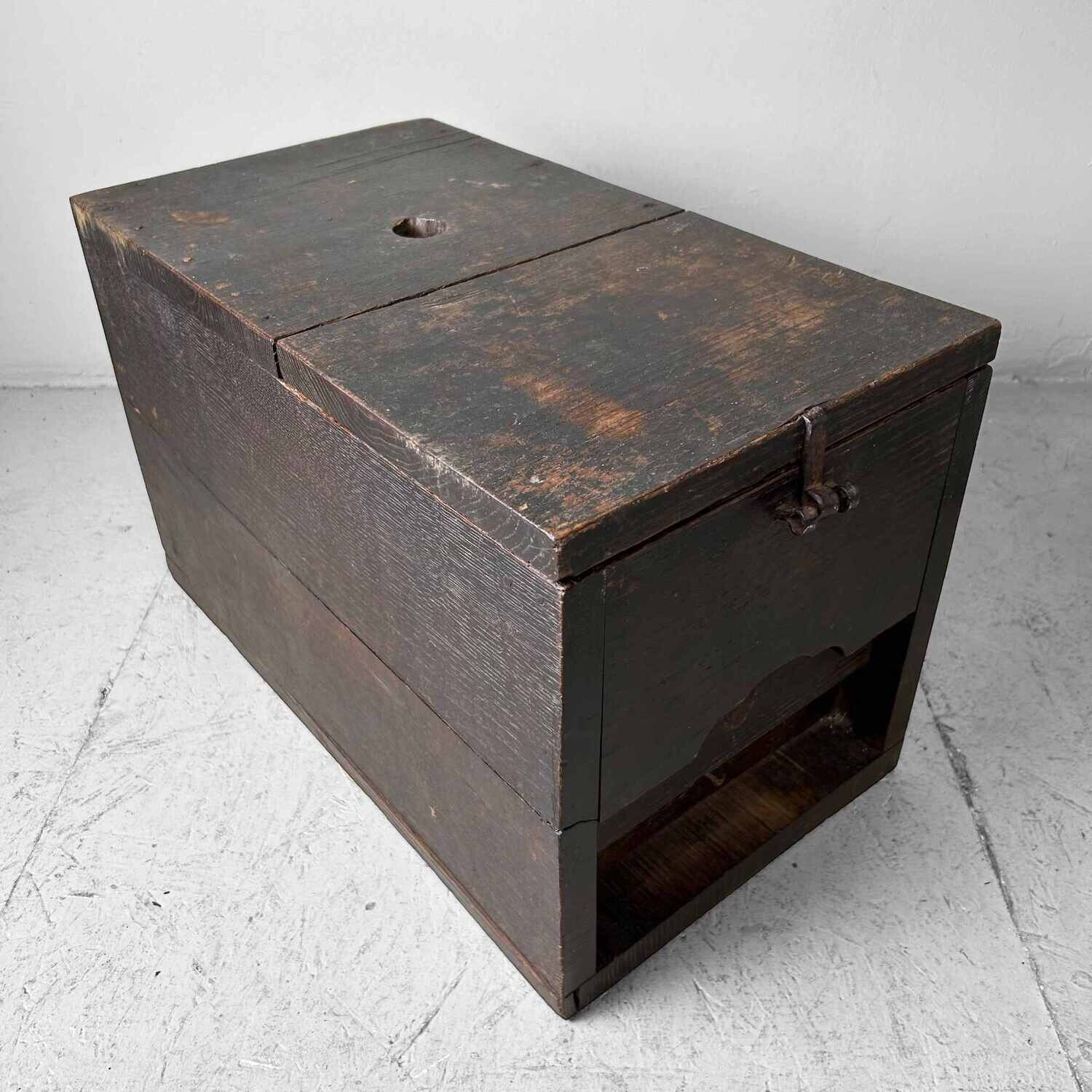 Antique Wooden Zenibako Temple Offering Box, Meiji Period, Japan.