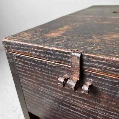 Antique Wooden Zenibako Temple Offering Box, Meiji Period, Japan.