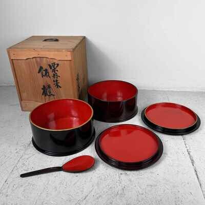 Japanese Urushi Lacquerware Chabitsu Set, 1960s.