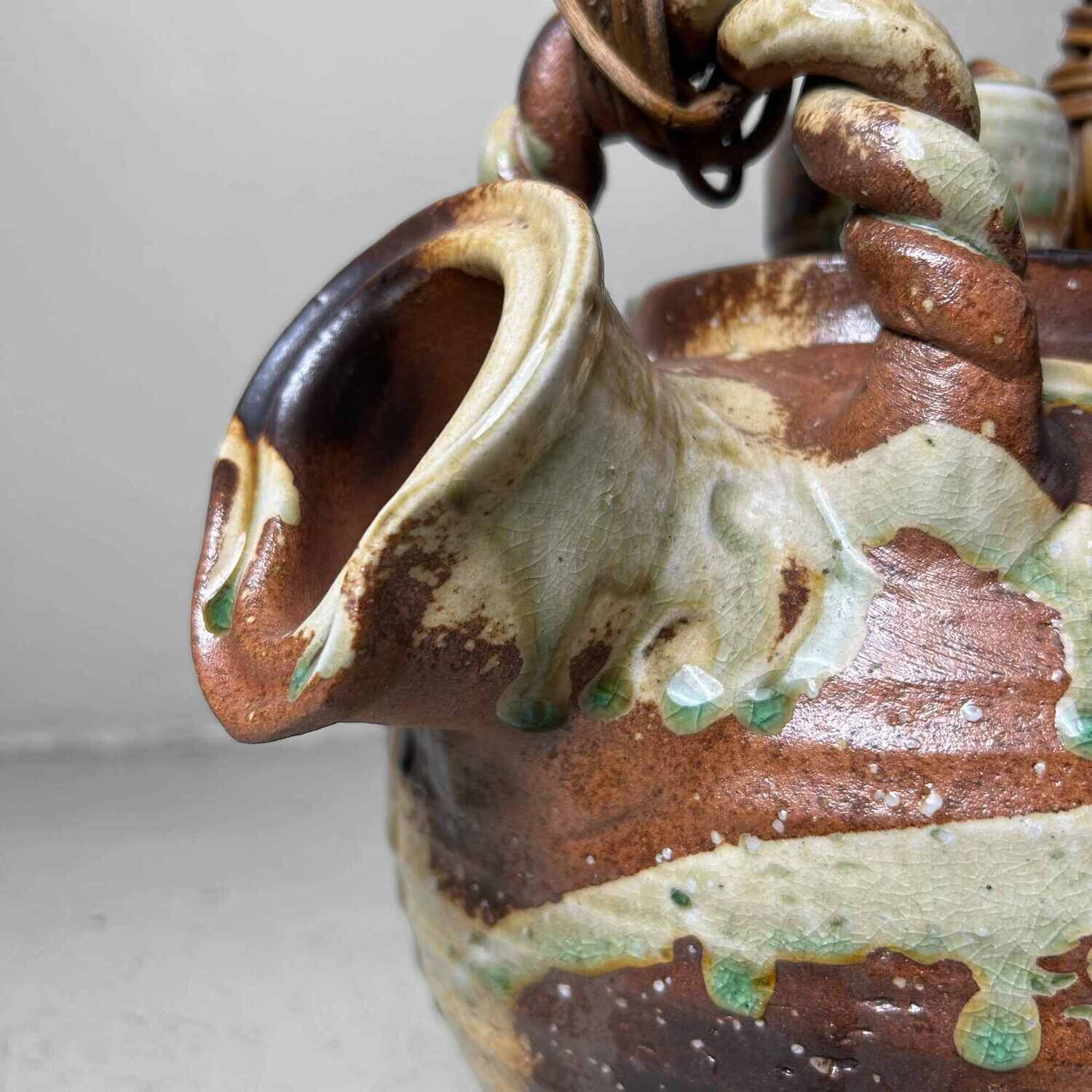 Grote Japanse Keramieken Shigaraki Rokkoyō Theepot, jaren '70.