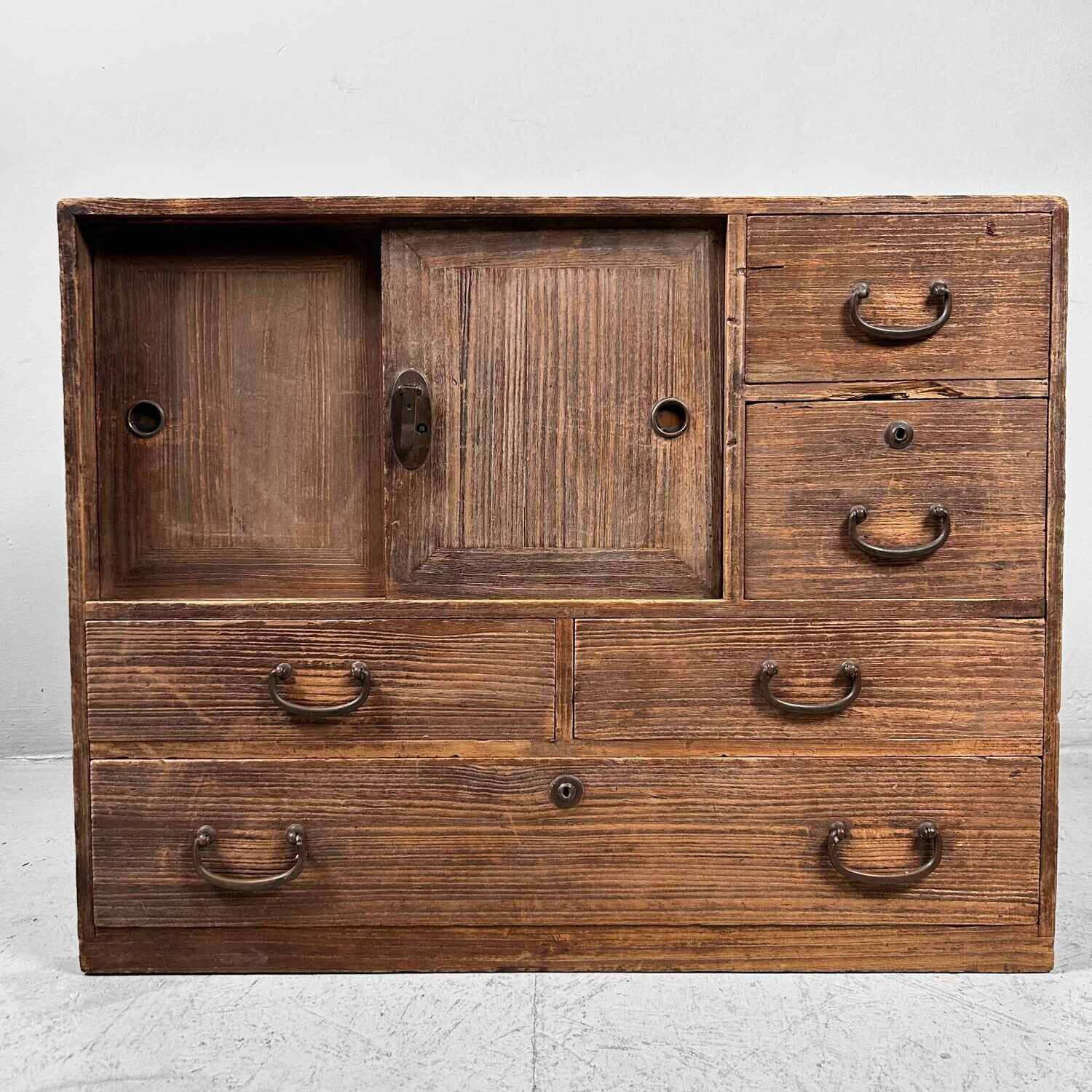 Antique Japanese Paulownia Storage Cabinet, Taishō period.