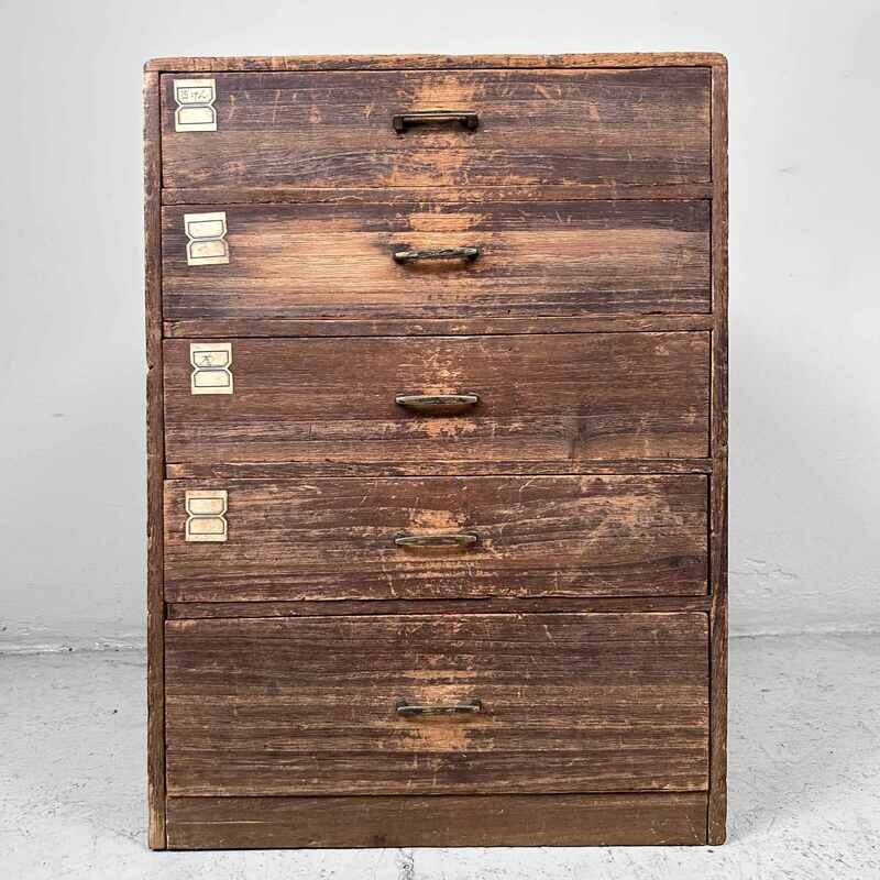 Wooden Mid Century Japanese Drawer Cabinet, 1920s-1930s.