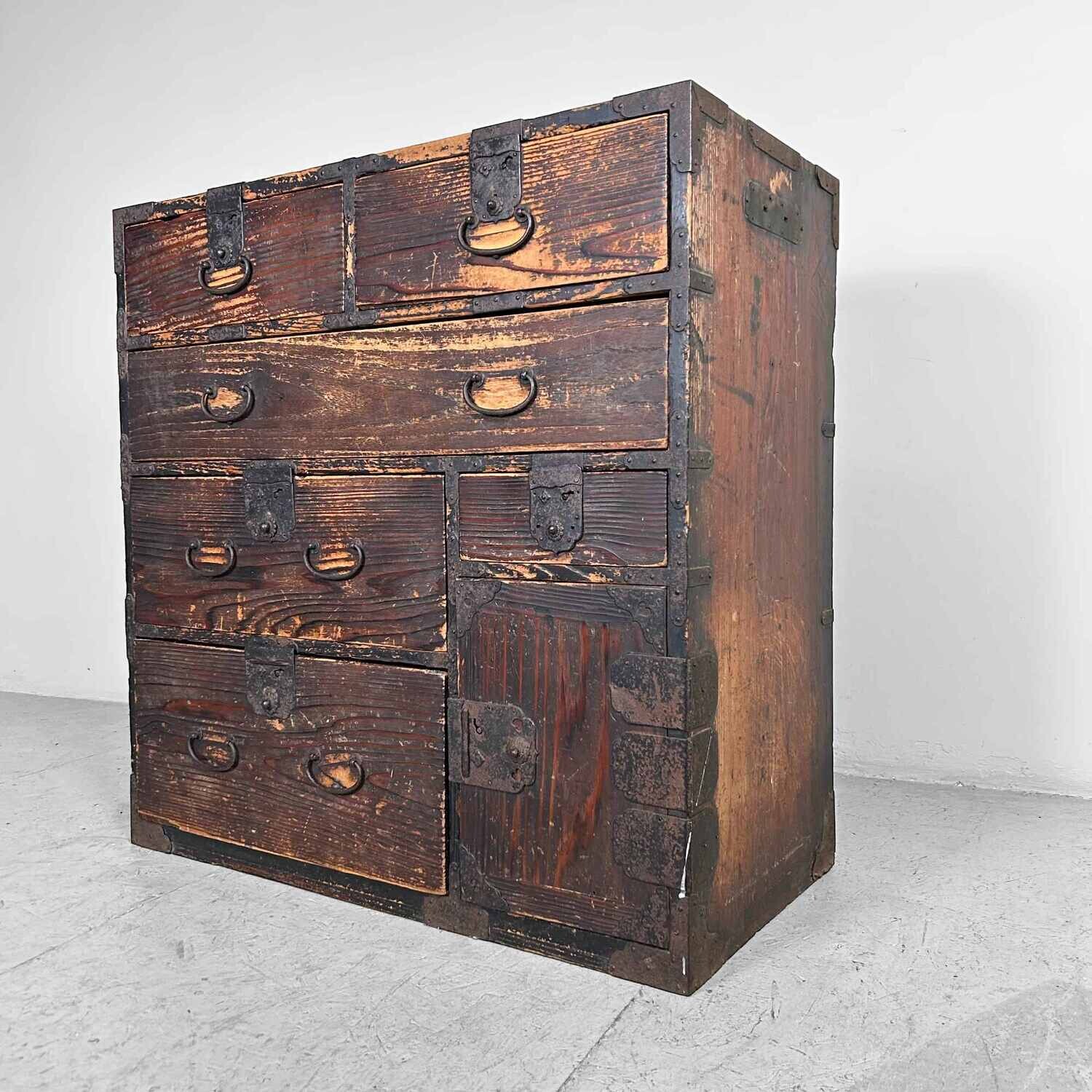 Traditional Japanese Tansu Storage Cabinet, Meiji Period.