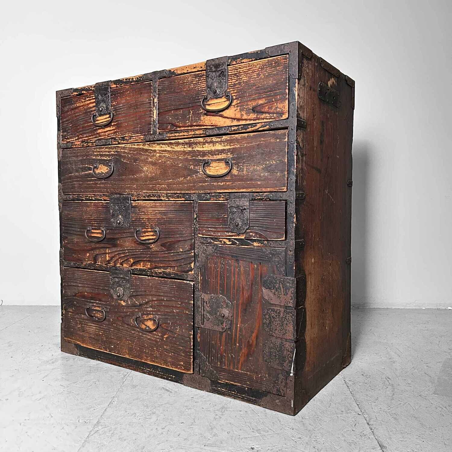 Traditional Japanese Tansu Storage Cabinet, Meiji Period.