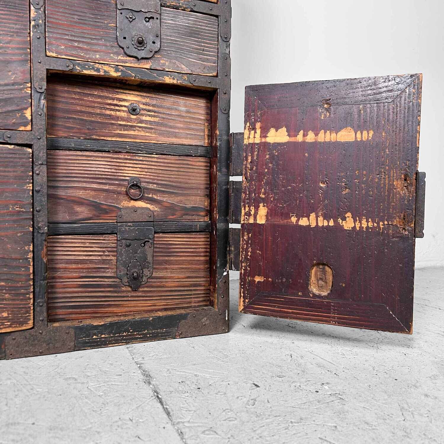 Traditional Japanese Tansu Storage Cabinet, Meiji Period.