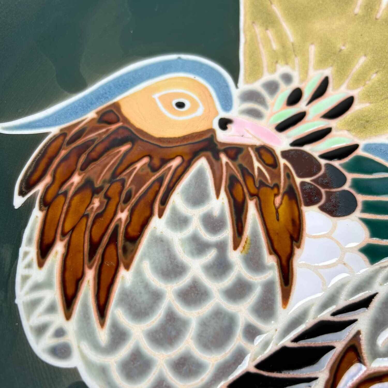 Mid Century Keramieken Bord 'Lovebirds', Arita (有田), Japan.