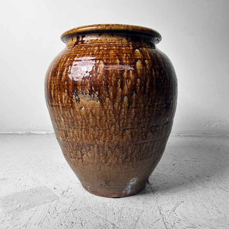 Japanese Earthenware Echizen Tsubo Jar Vase, late Meiji period.