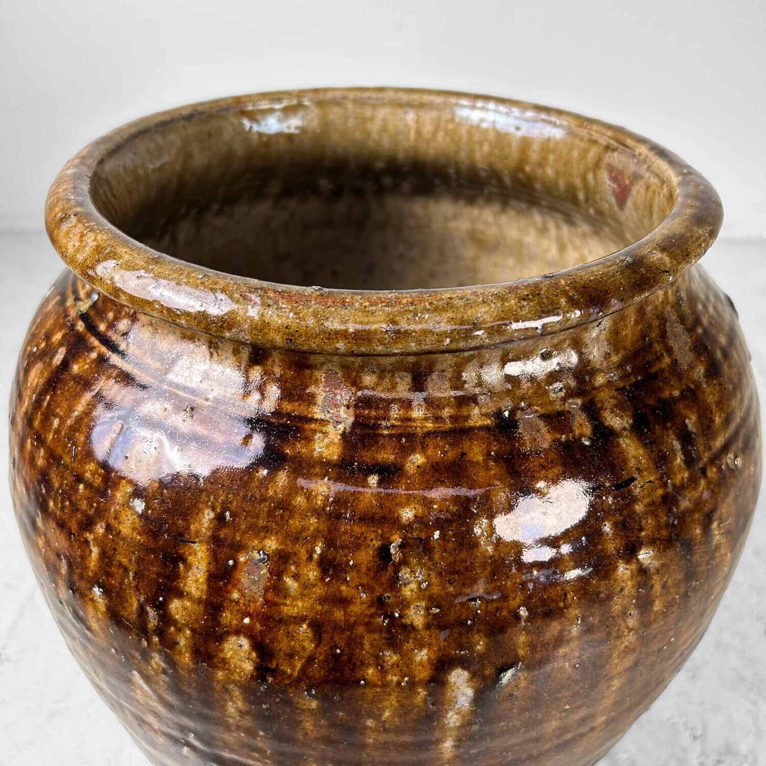 Japanse Aardewerken Echizen Tsubo Kruik Vaas, late Meiji-periode.