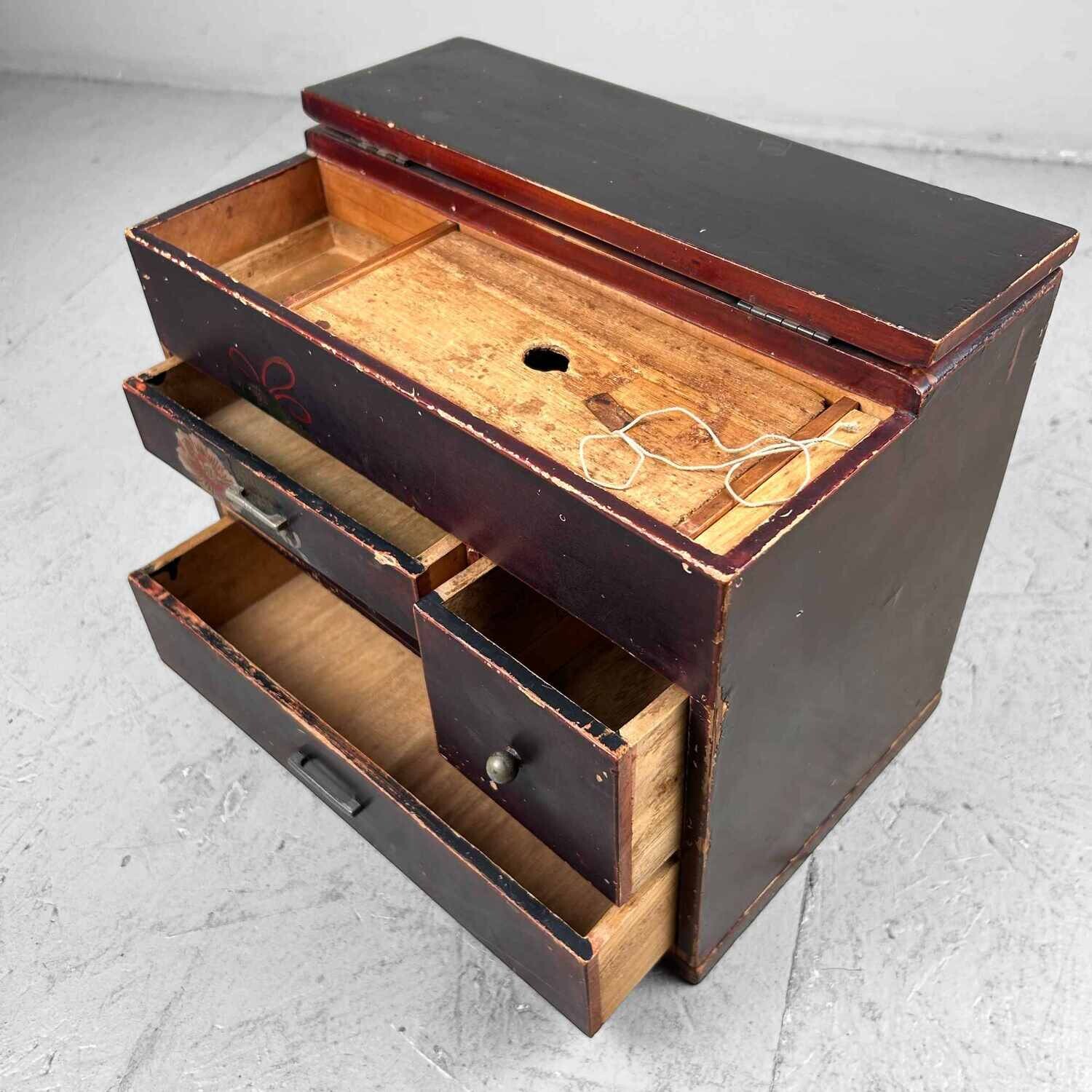 Japanse Mid Century Haribako 針箱, jaren '30.