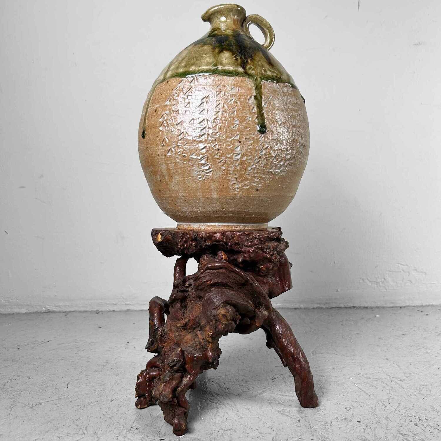 Mid Century Glazed Ceramic Shigaraki Jug, Japan.