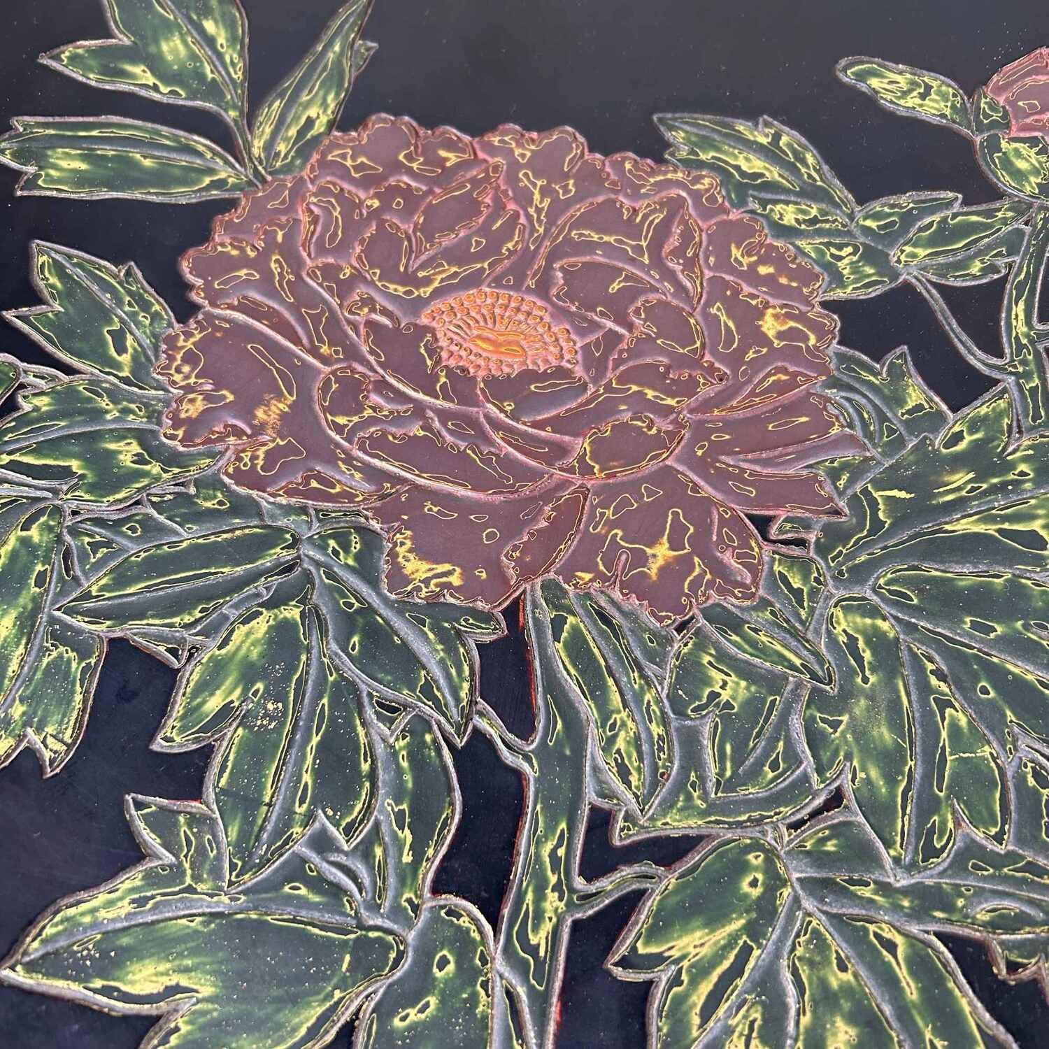 Japanse Urushi-Suri Lakwerk Schaal met Bloemendecor, Shōwa.