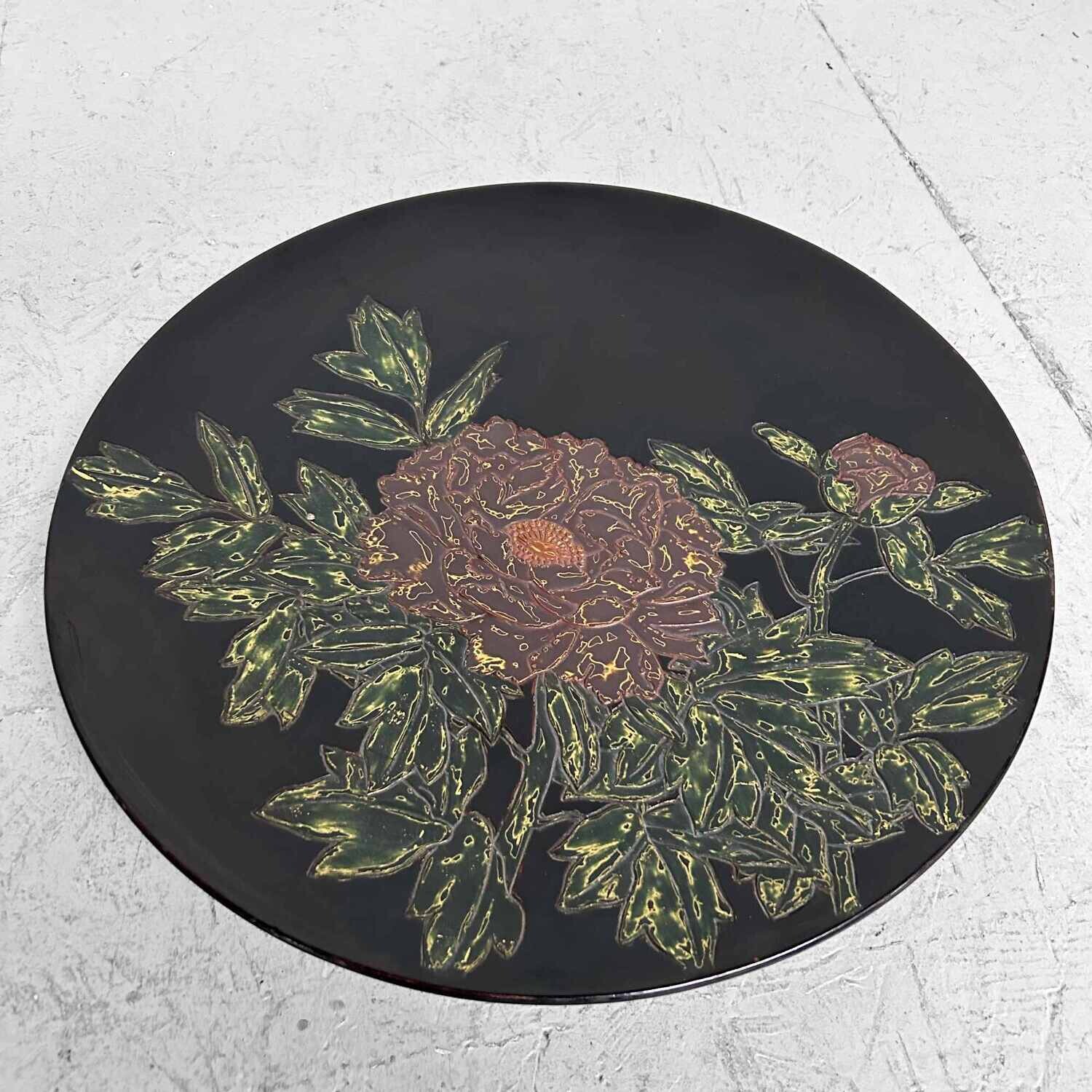 Japanse Urushi-Suri Lakwerk Schaal met Bloemendecor, Shōwa.