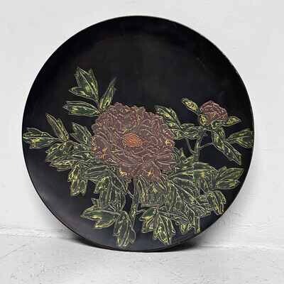 Japanse Urushi-Suri Lakwerk Schaal met Bloemendecor, Shōwa.