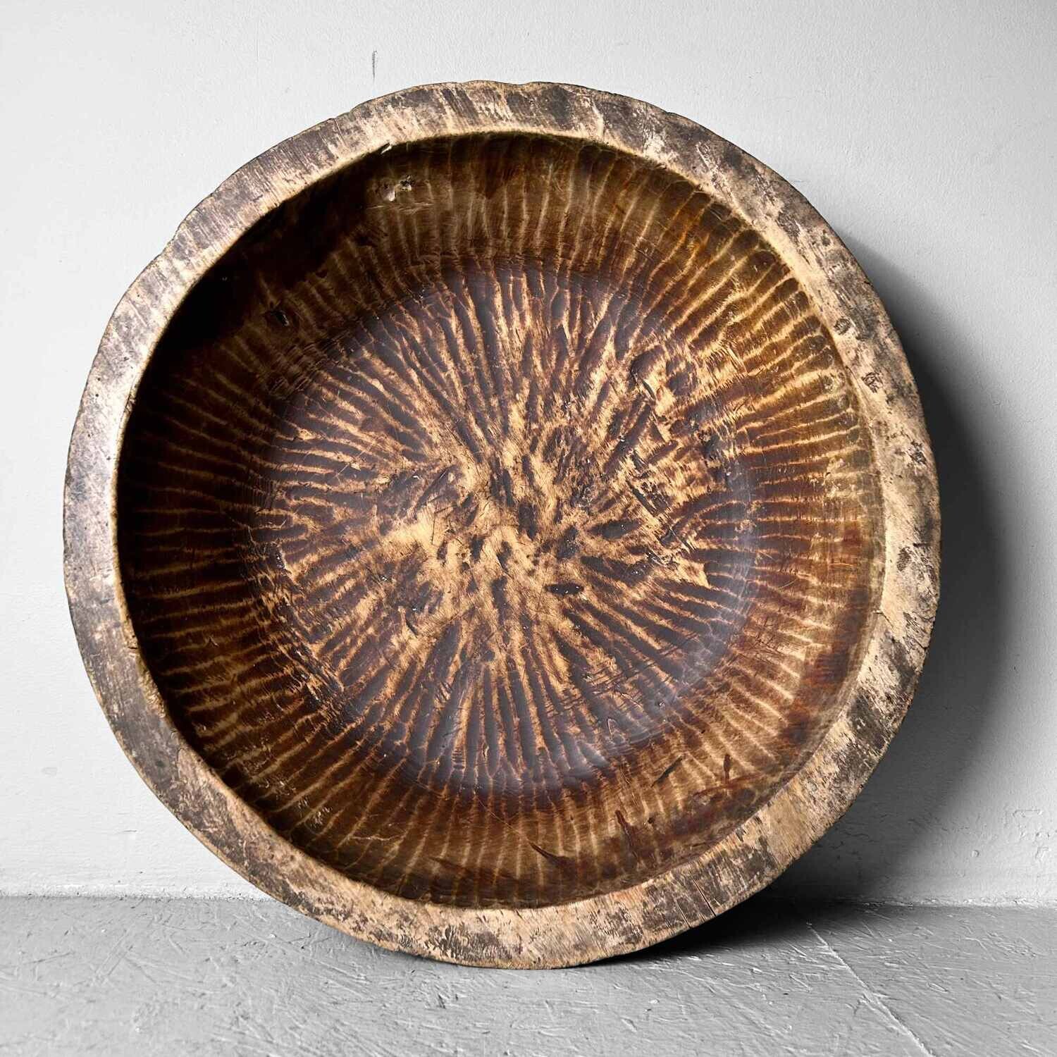 Grote Handgemaakte Houten Deegkom, Japan, Meiji-periode.