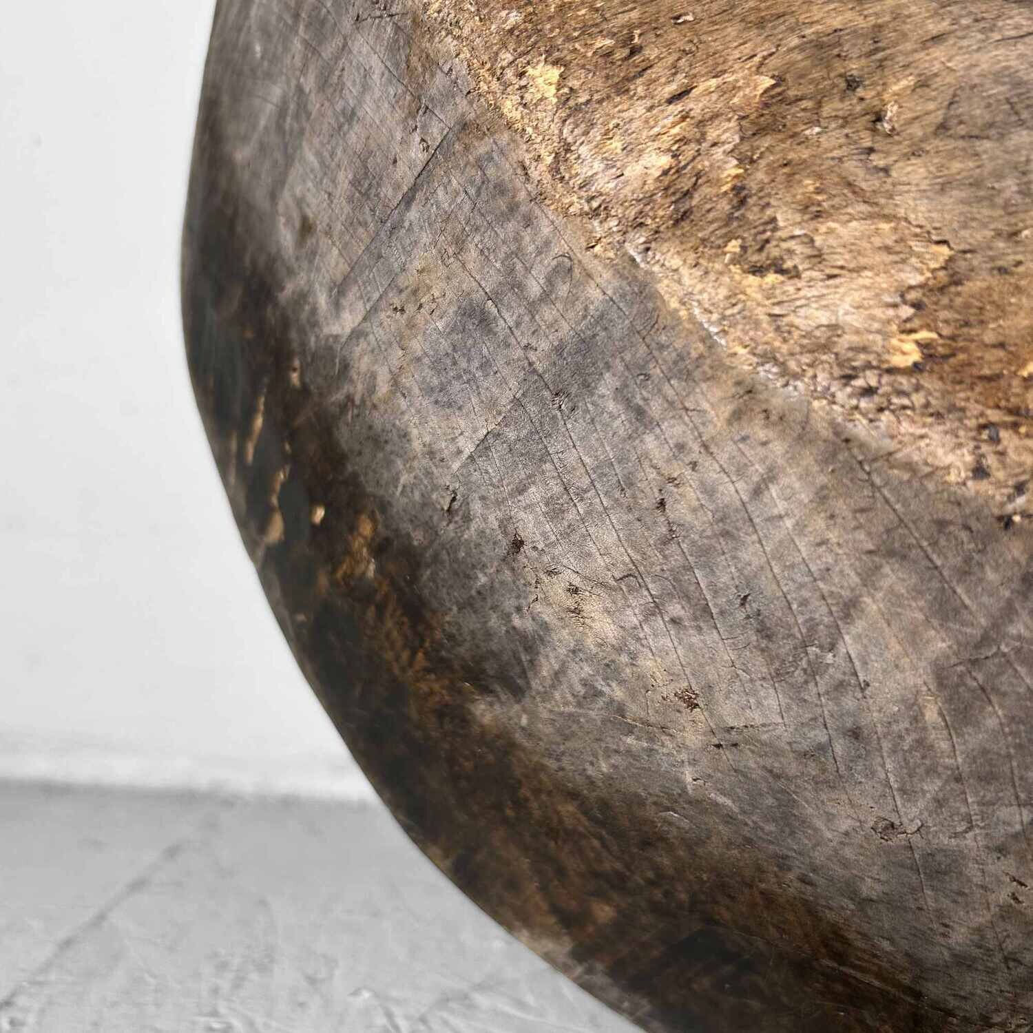 Grote Handgemaakte Houten Deegkom, Japan, Meiji-periode.