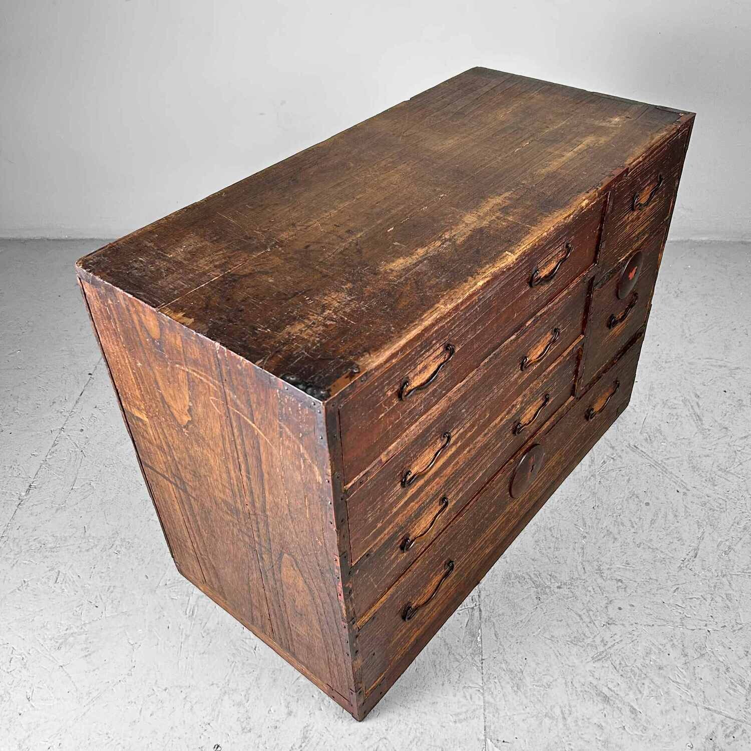 Traditional Tansu Chest of Drawers, Meiji Period, Japan.