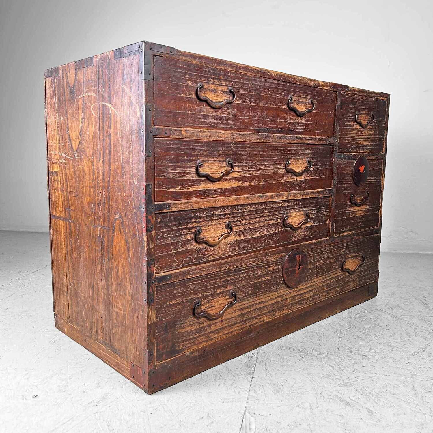 Traditional Tansu Chest of Drawers, Meiji Period, Japan.