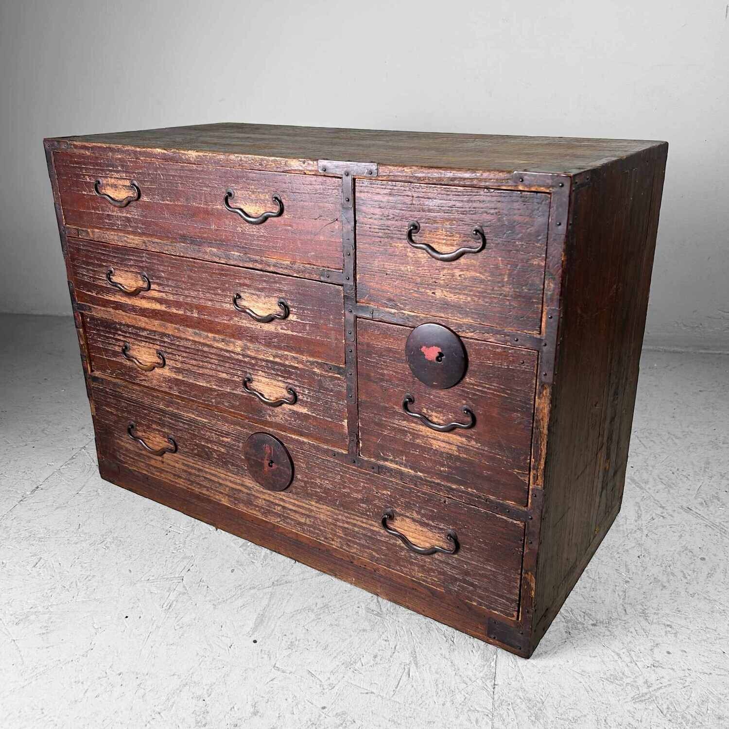 Traditional Tansu Chest of Drawers, Meiji Period, Japan.