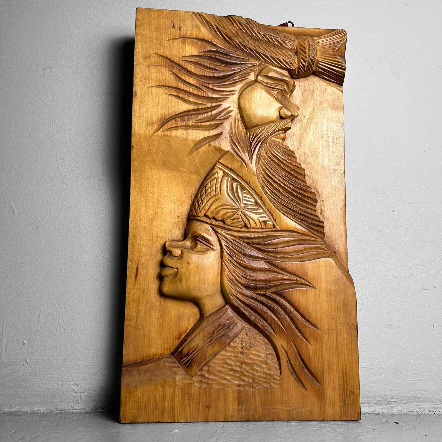 Wood-carved Ainu Wall Decoration, 1970s, Hokkaido, Japan.