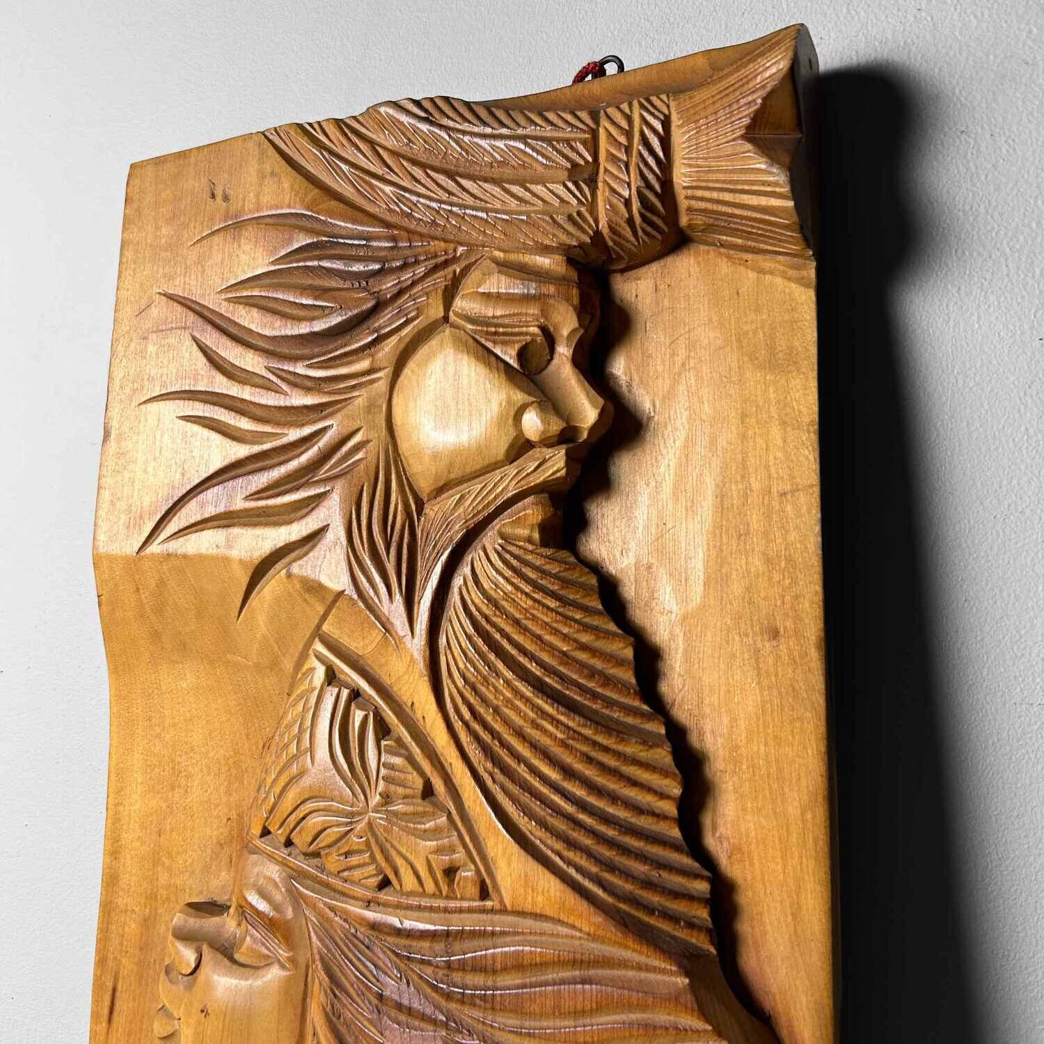 Wood-carved Ainu Wall Decoration, 1970s, Hokkaido, Japan.