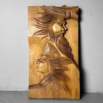 Wood-carved Ainu Wall Decoration, 1970s, Hokkaido, Japan.