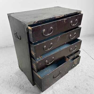 Lacquerwork Drawer Chest Japanese Tansu, Meiji Era.