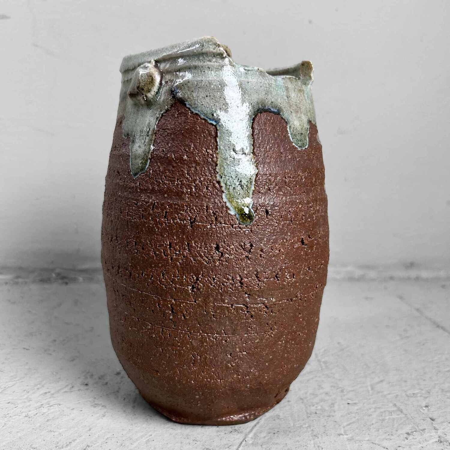 Organische Geglazuurde Mid Century Ikebana 生花 Vaas, Japan.