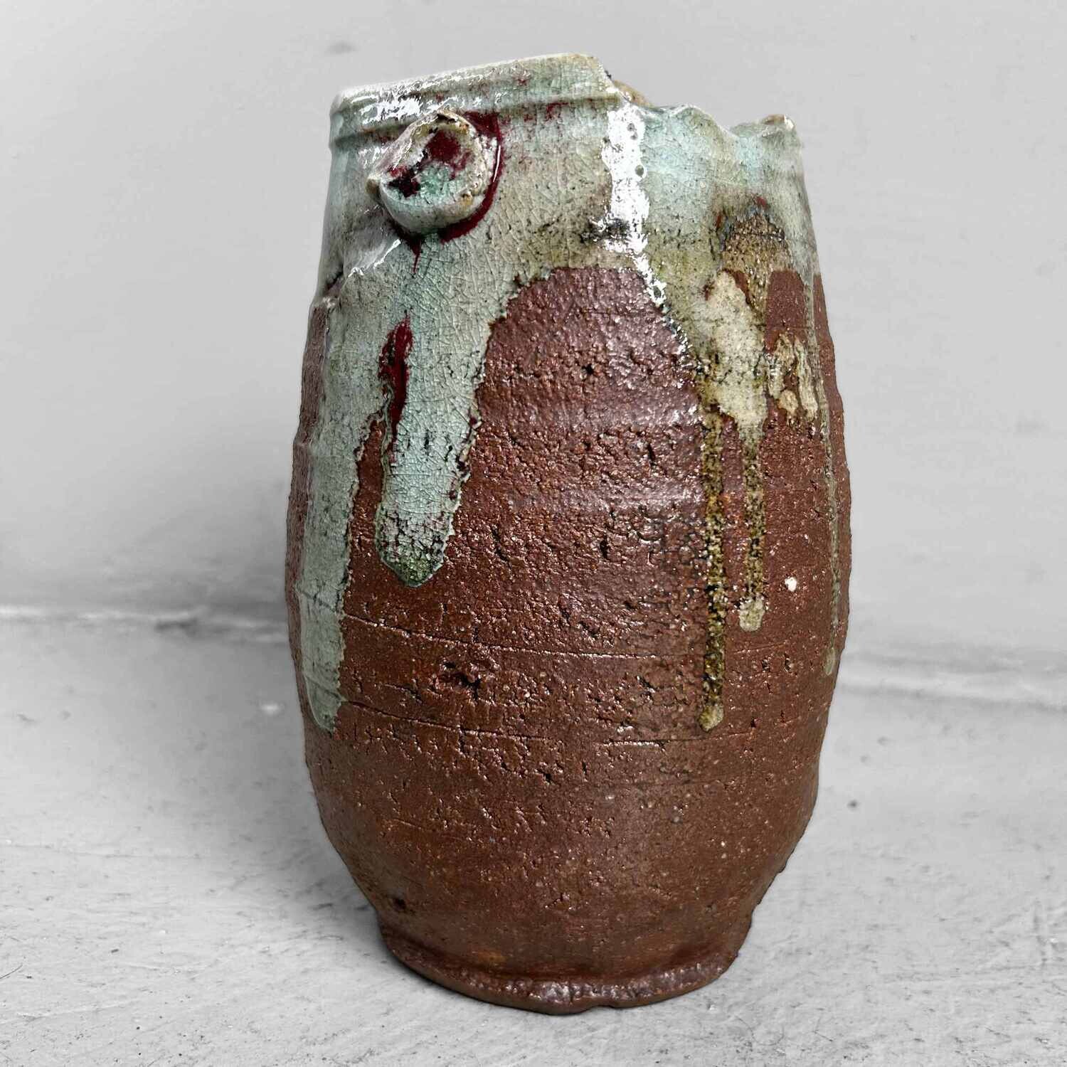 Organische Geglazuurde Mid Century Ikebana 生花 Vaas, Japan.