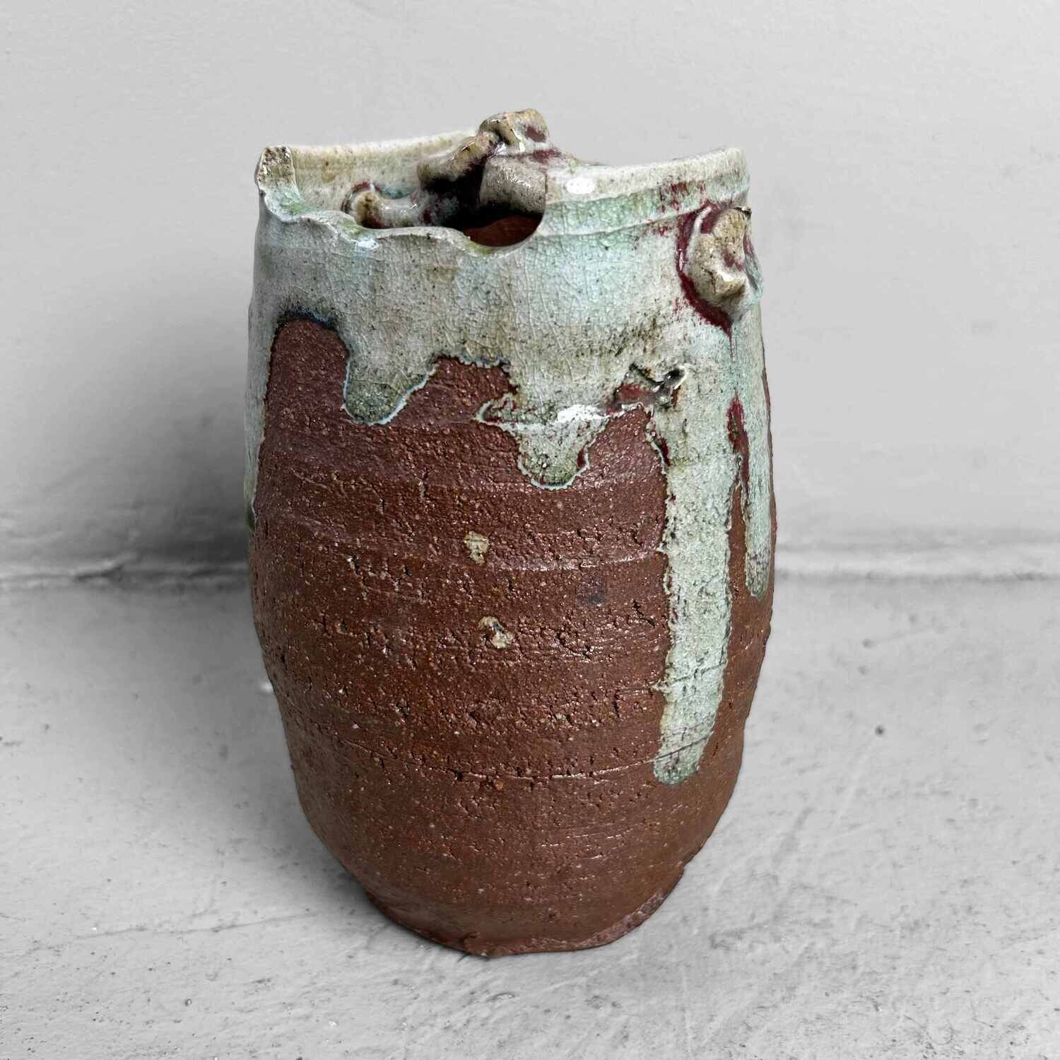 Organische Geglazuurde Mid Century Ikebana 生花 Vaas, Japan.