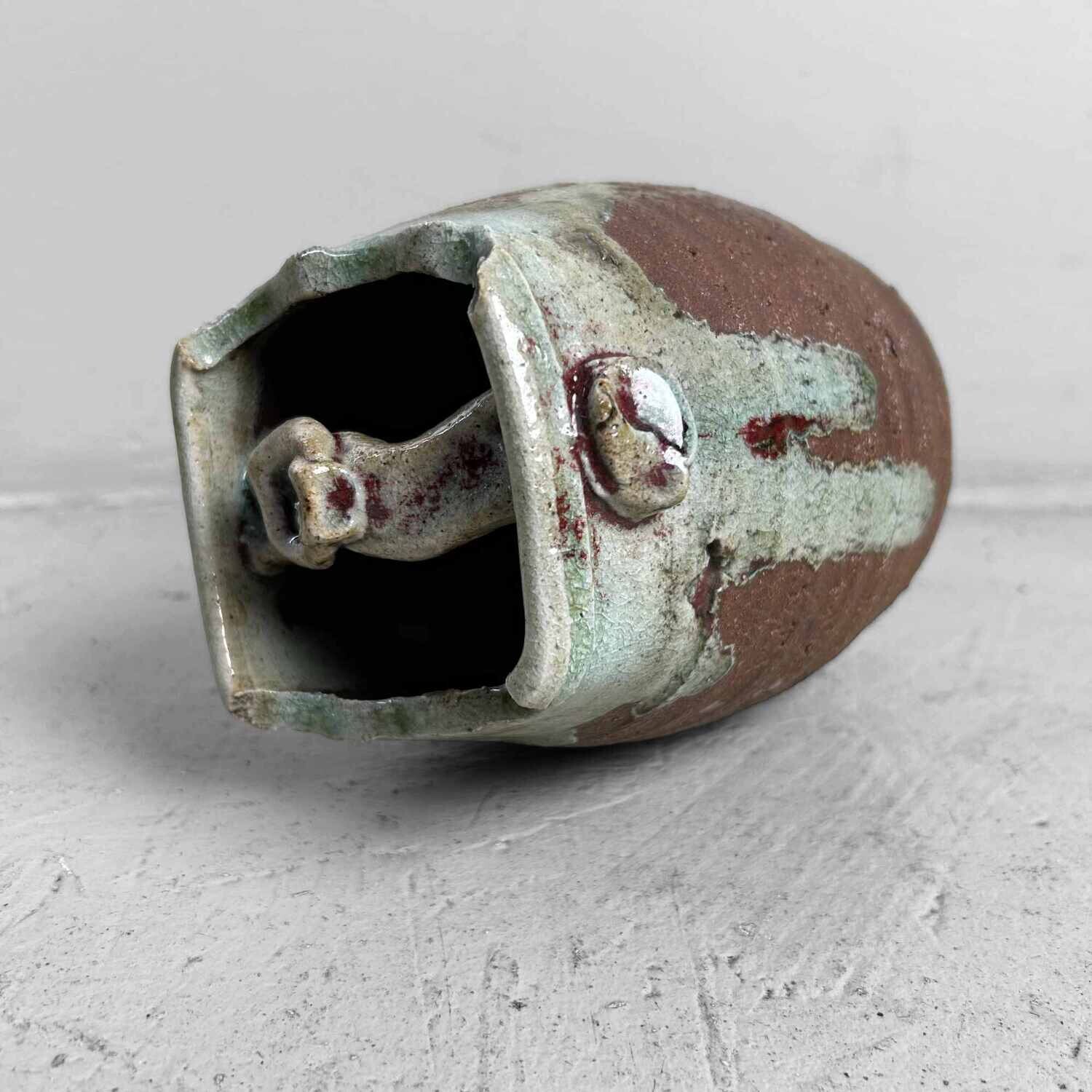 Organische Geglazuurde Mid Century Ikebana 生花 Vaas, Japan.