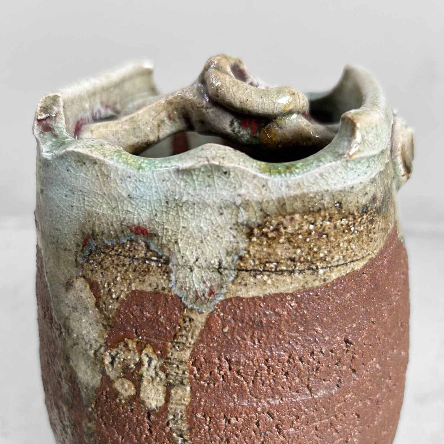 Organische Geglazuurde Mid Century Ikebana 生花 Vaas, Japan.