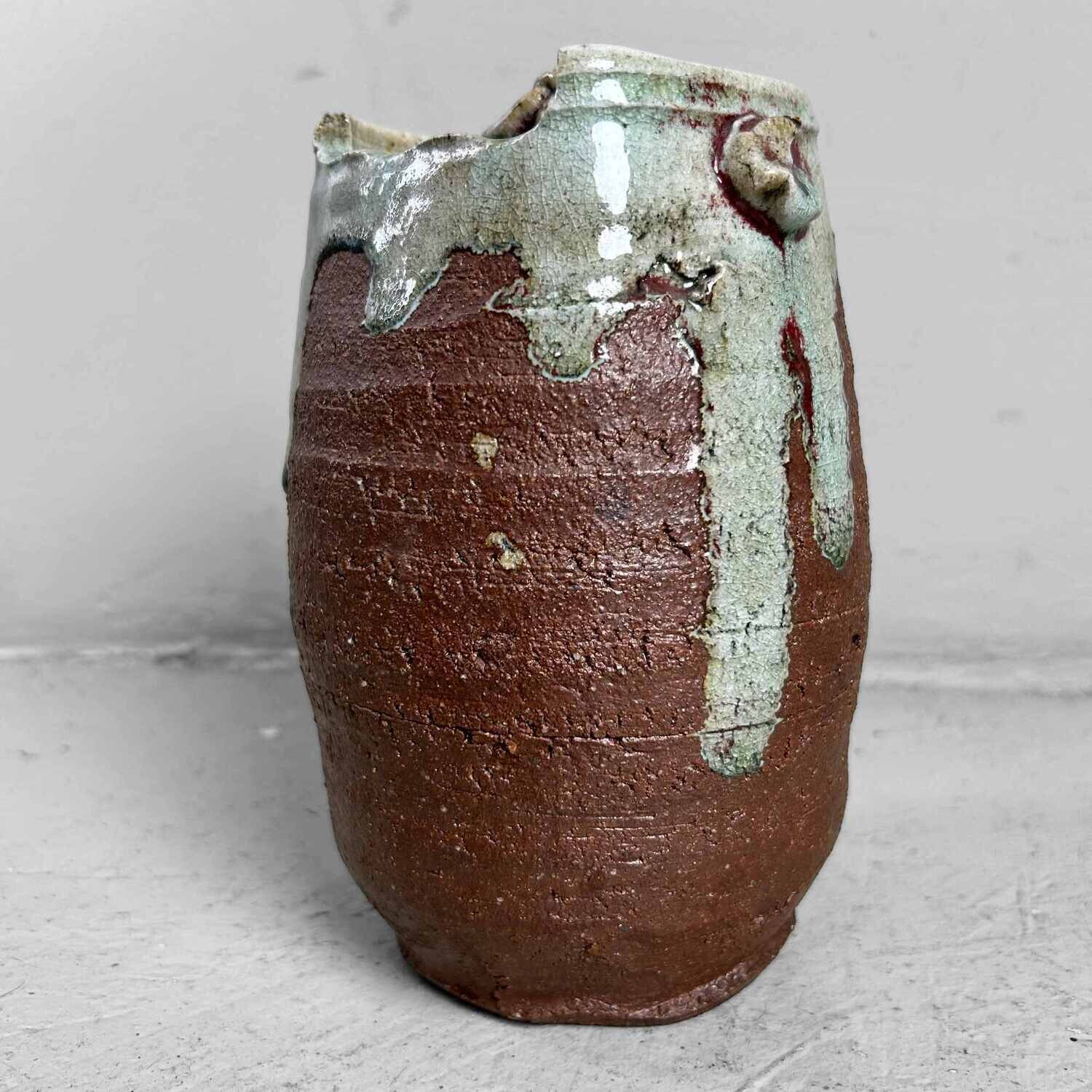 Organische Geglazuurde Mid Century Ikebana 生花 Vaas, Japan.