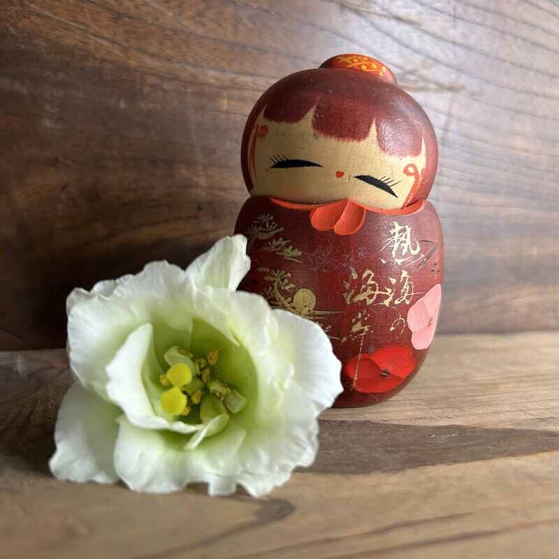 Vintage Wooden Kawaii Kokeshi Doll, Japan.