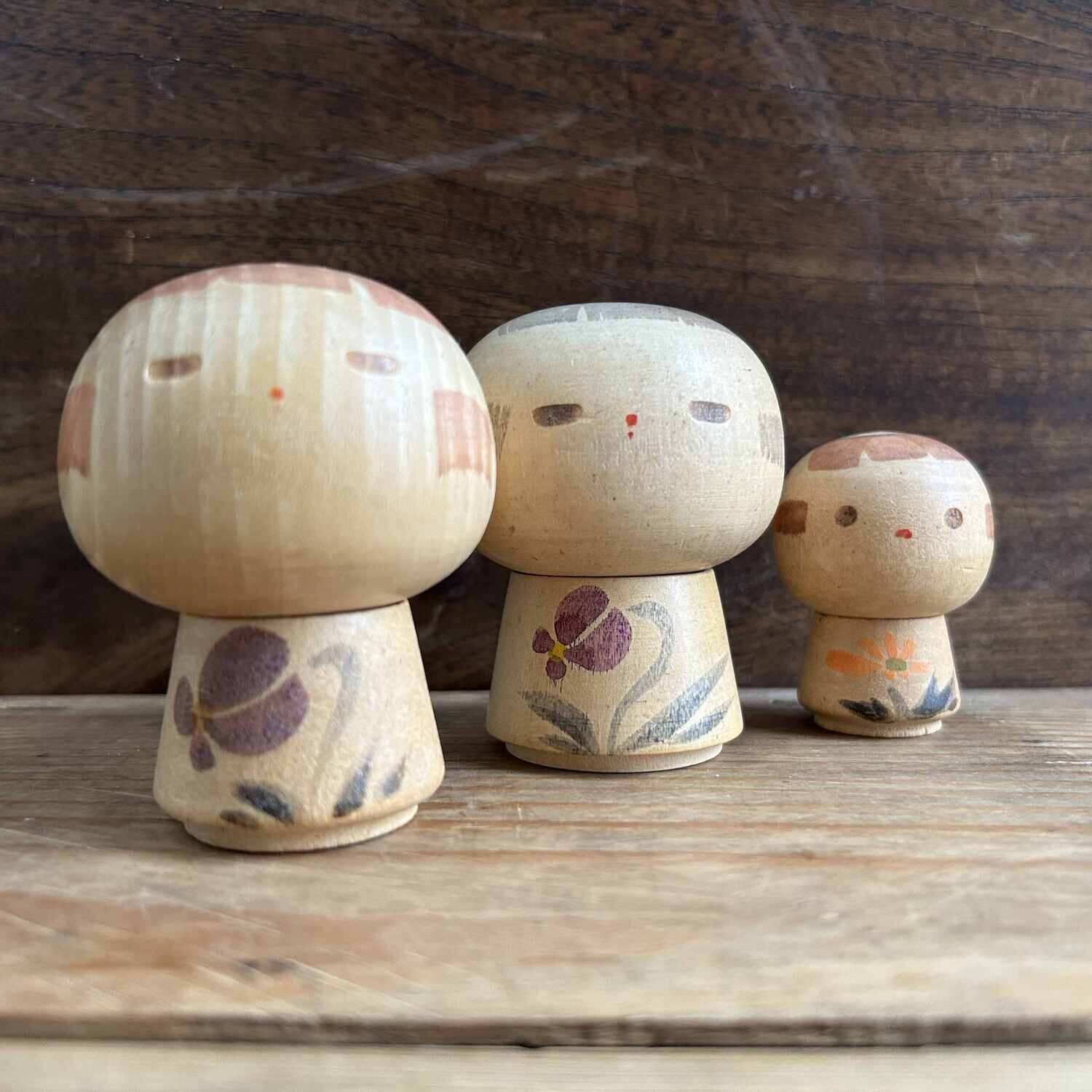 Set Vintage Kokeshi, Sanpei Yamanaka, Japan.