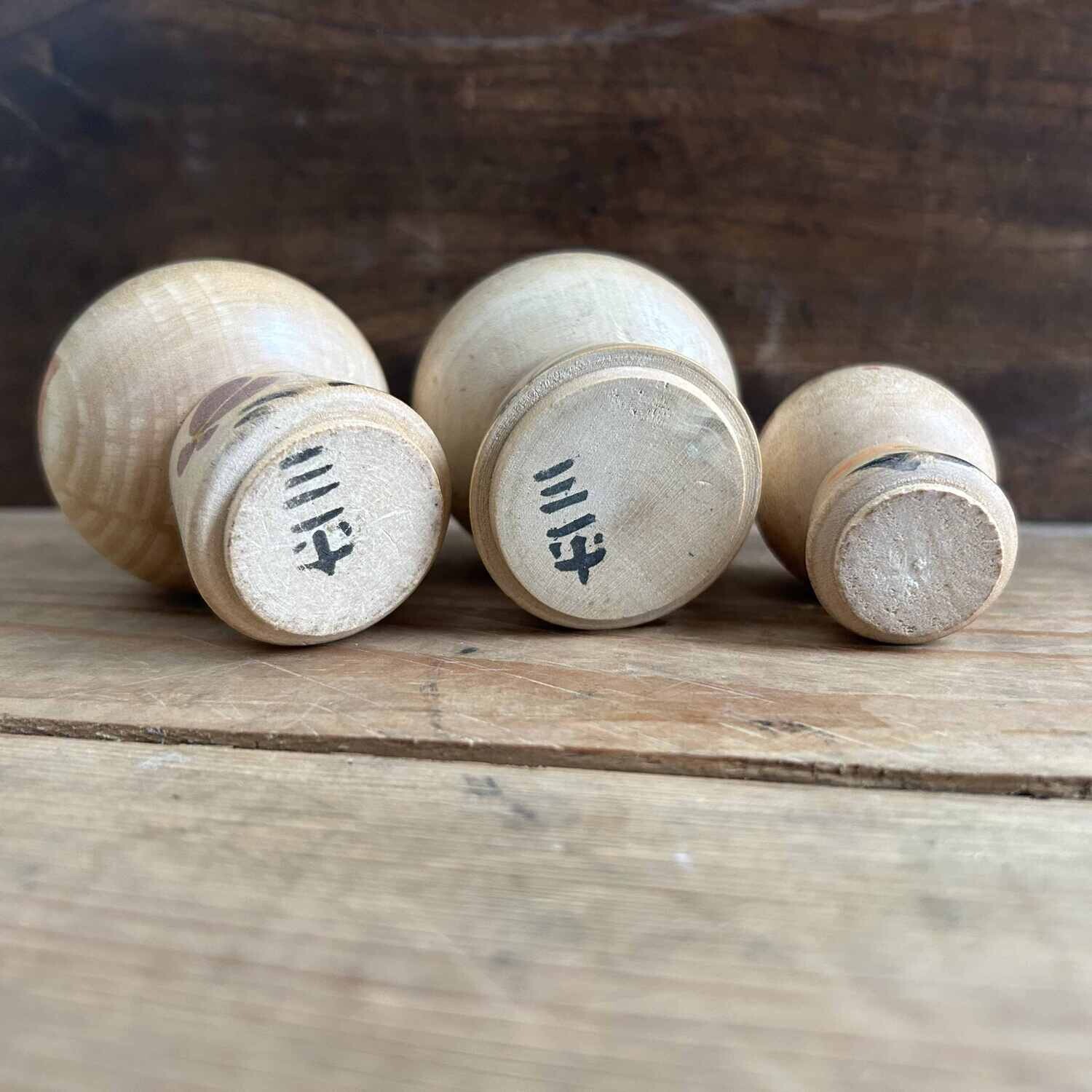 Set Vintage Kokeshi, Sanpei Yamanaka, Japan.