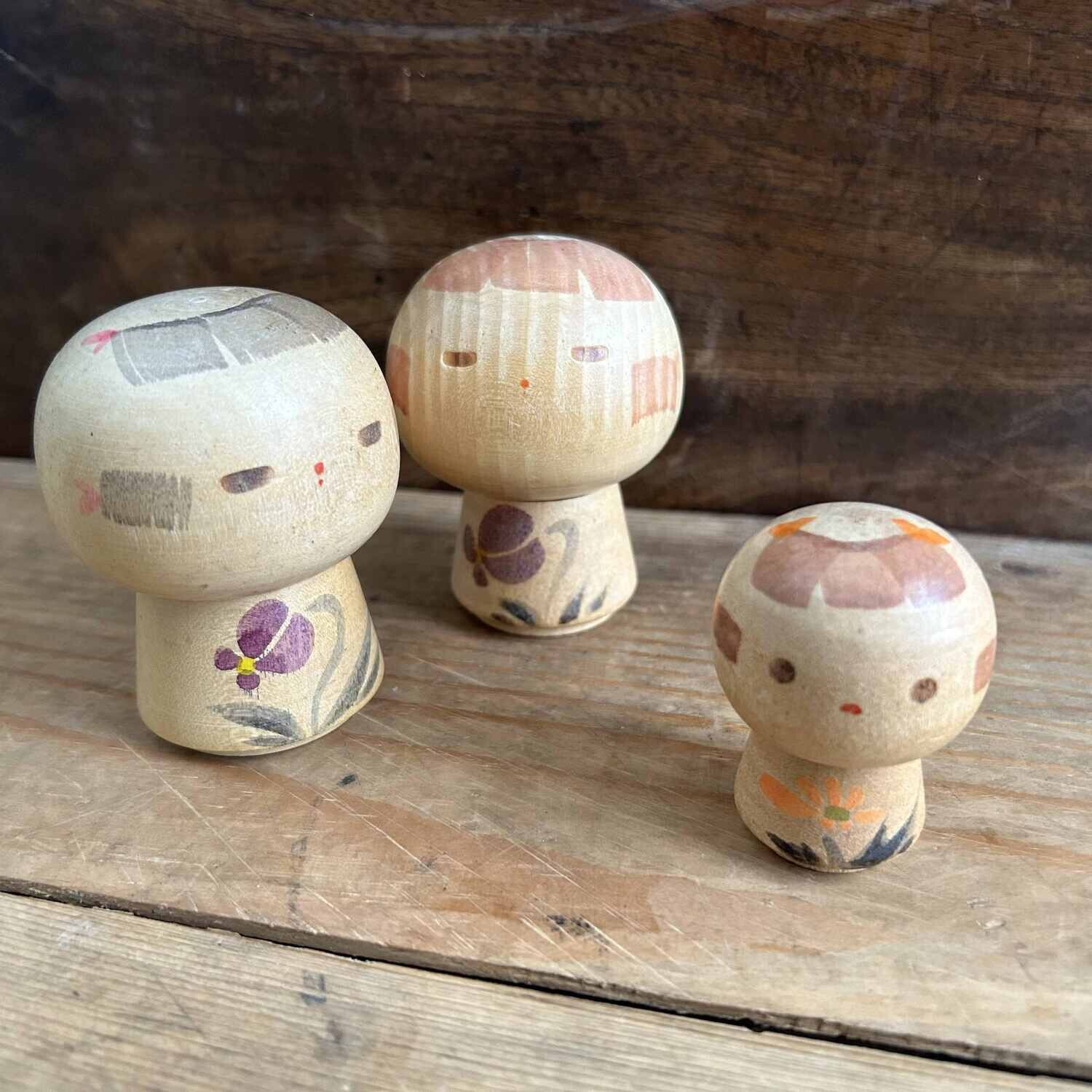 Set Vintage Kokeshi, Sanpei Yamanaka, Japan.