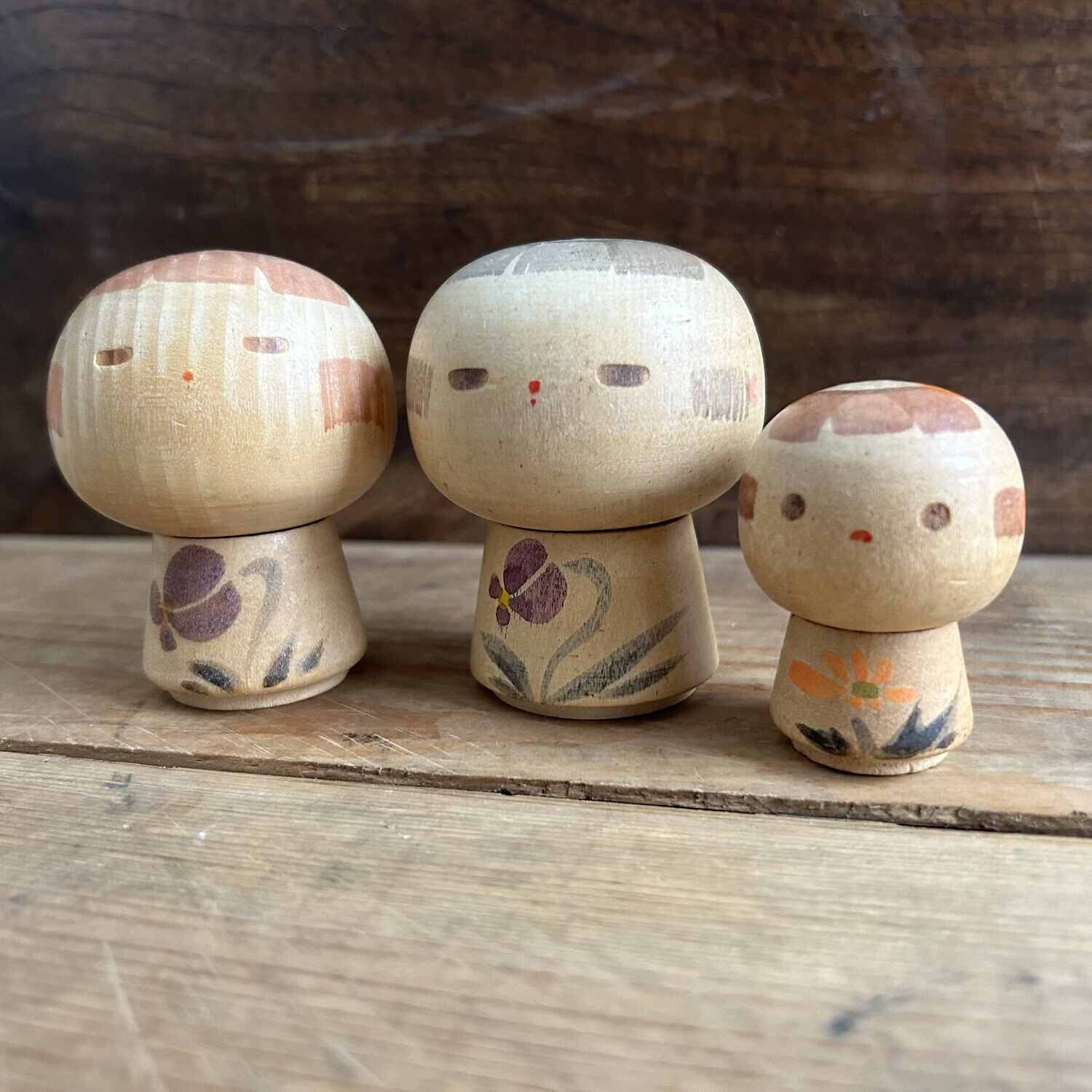 Set Vintage Kokeshi, Sanpei Yamanaka, Japan.