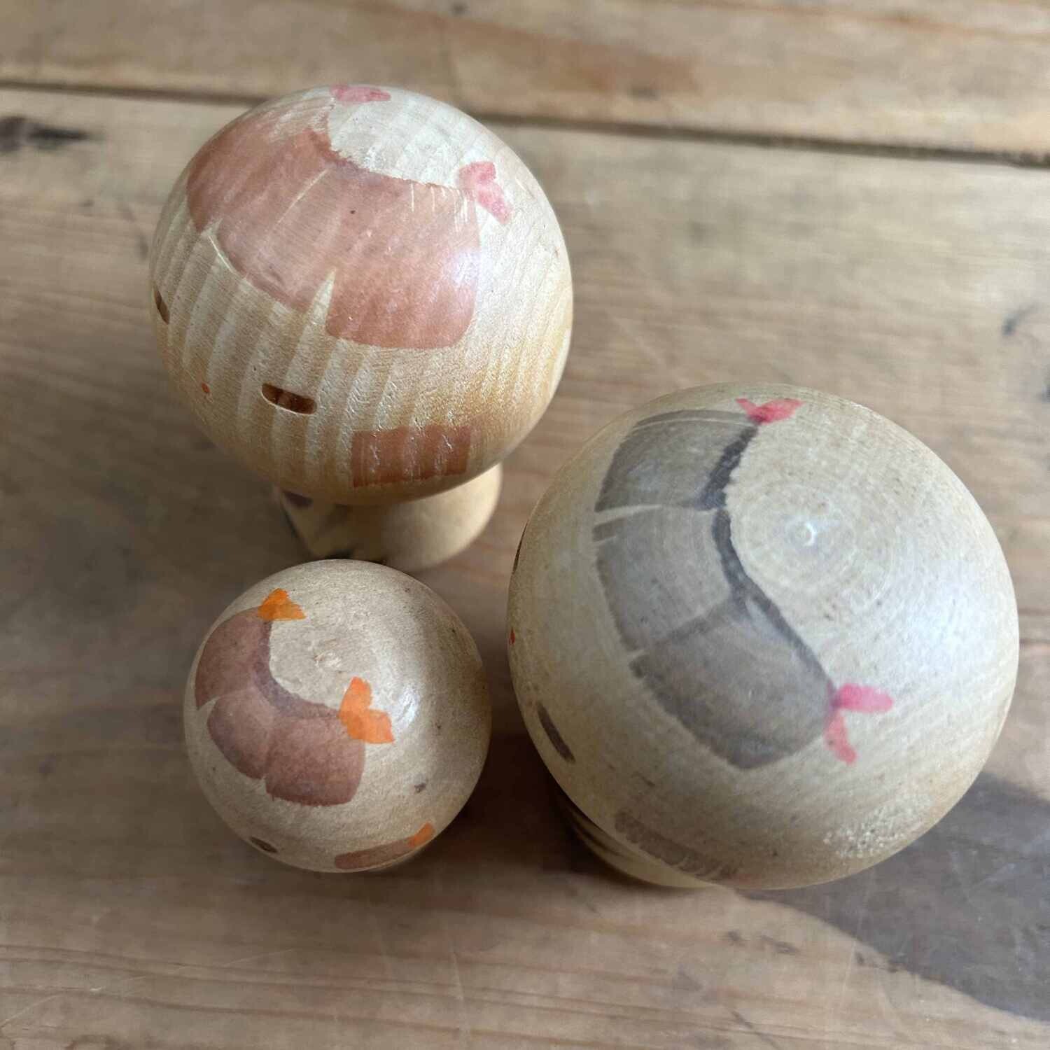 Set Vintage Kokeshi, Sanpei Yamanaka, Japan.