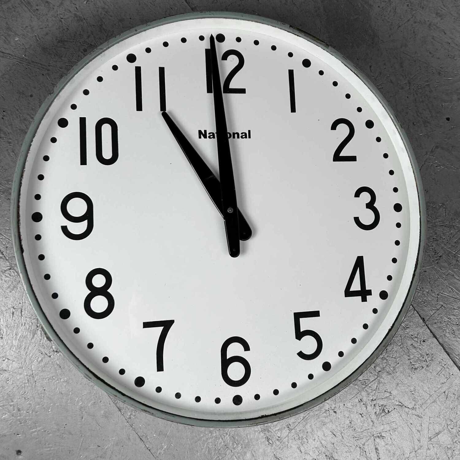 Industrial Vintage Wall Clock, NATIONAL, Japan.