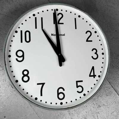 Industrial Vintage Wall Clock, NATIONAL, Japan.