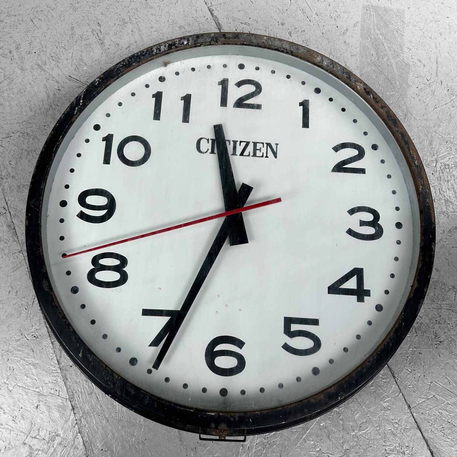 Industrial Vintage Wall Clock, CITIZEN, Japan.