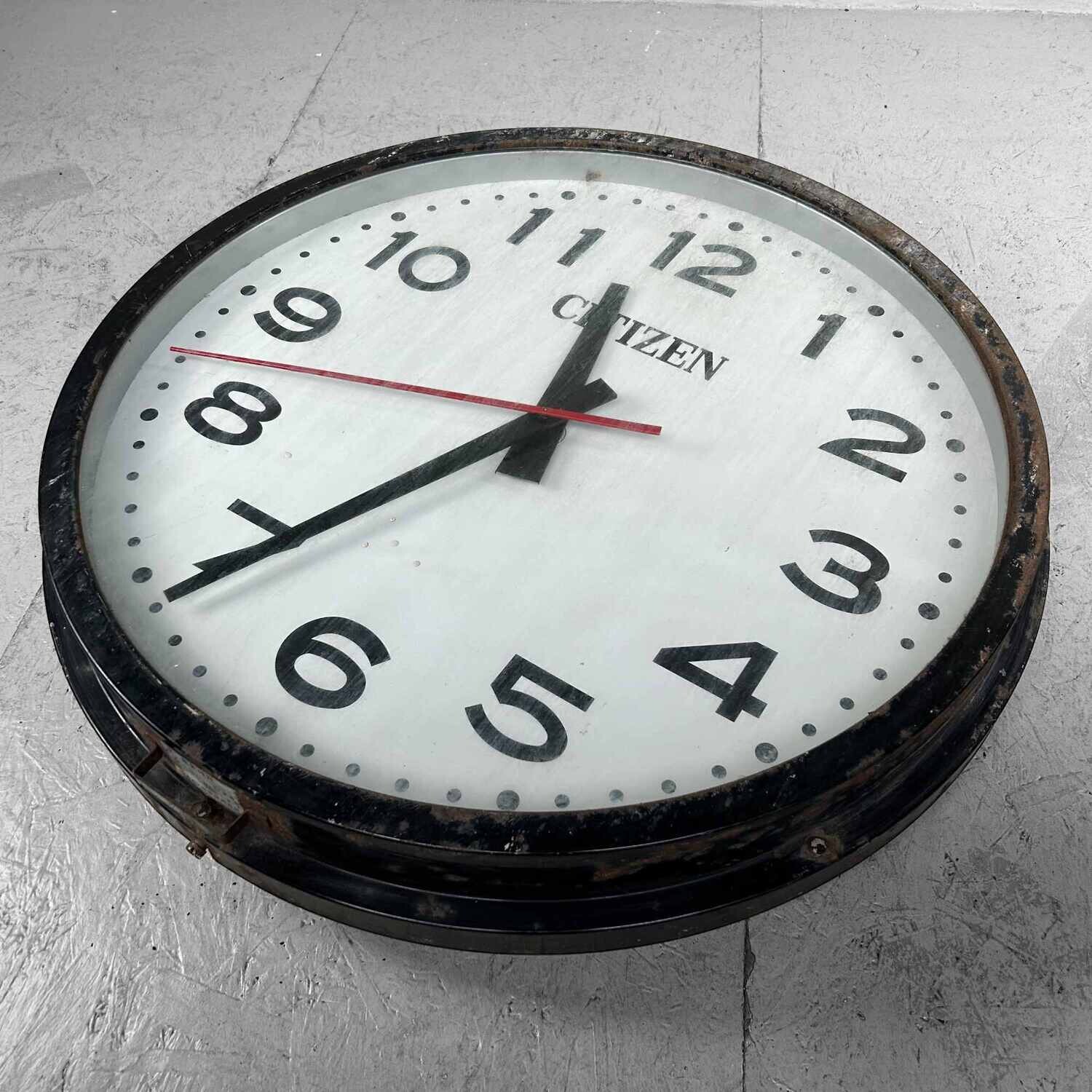 Industrial Vintage Wall Clock, CITIZEN, Japan.