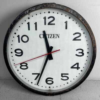 Industriële Vintage Wandklok, CITIZEN, Japan.