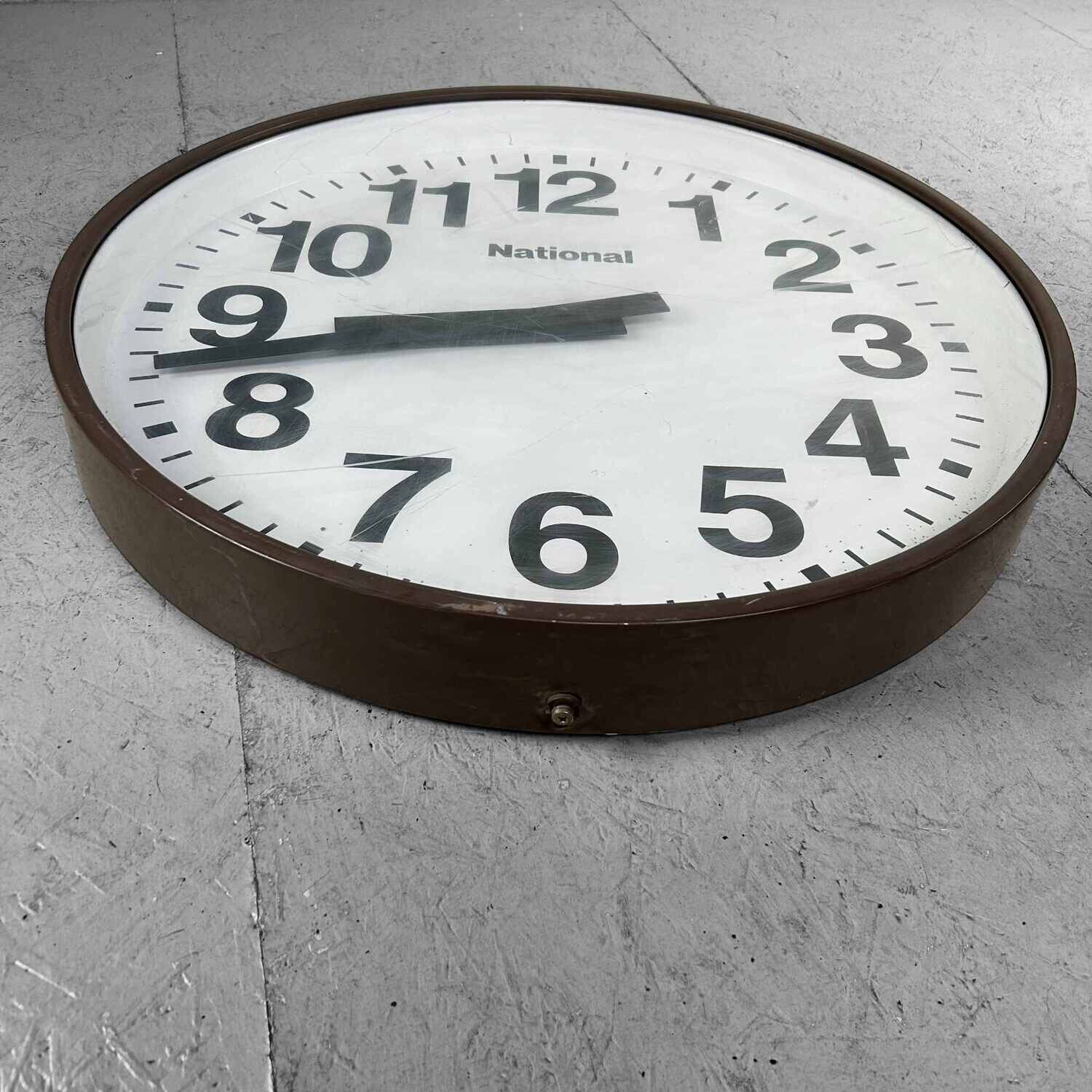 Industrial Vintage Wall Clock, NATIONAL, Japan.